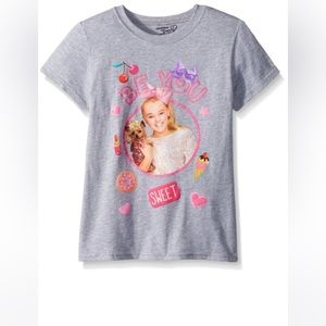 Nickelodeon Girl’s JoJo BE YOU Hearts cupcakes bow graphic T-Shirt XL 14 16